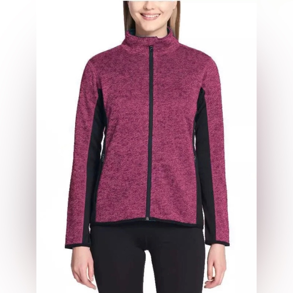 Marc New York Fleece Zip Up Jacket Womens Plus XXL 2XL Purple Black Zip Pockets - Picture 2 of 11
